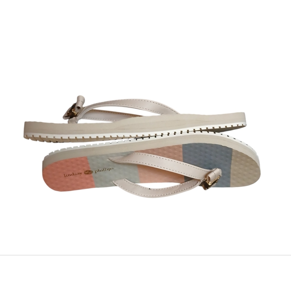 Lindsay Phillips -NWT, Switch Flops Model Katie, Pink, Gray,Beige, Bow W/Gold... - Picture 10 of 11